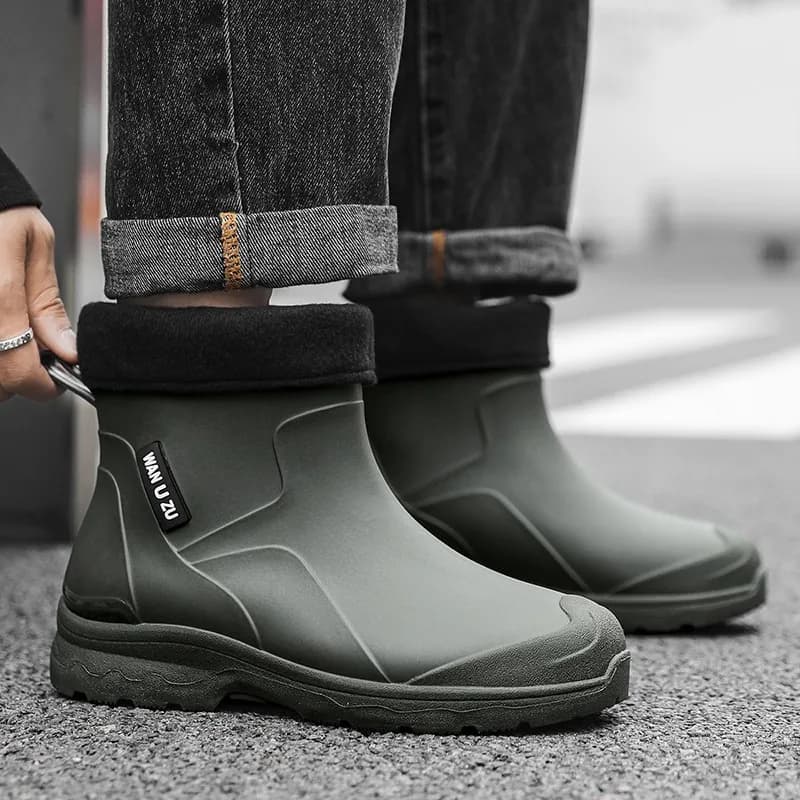 Bottes pluie réglables lacets pêche extérieur - Semelle souple anti-dérapante style sport PVC mode