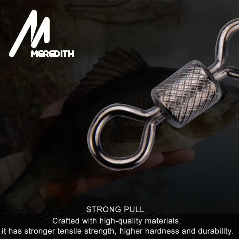 50 pièces émerillons à billes MEREDITH avec anneaux sécurité pour pêche carpe et carnassiers