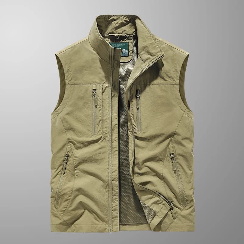 Veste légère multi-poches safari homme grande taille pour randonnée estivale et voyage
