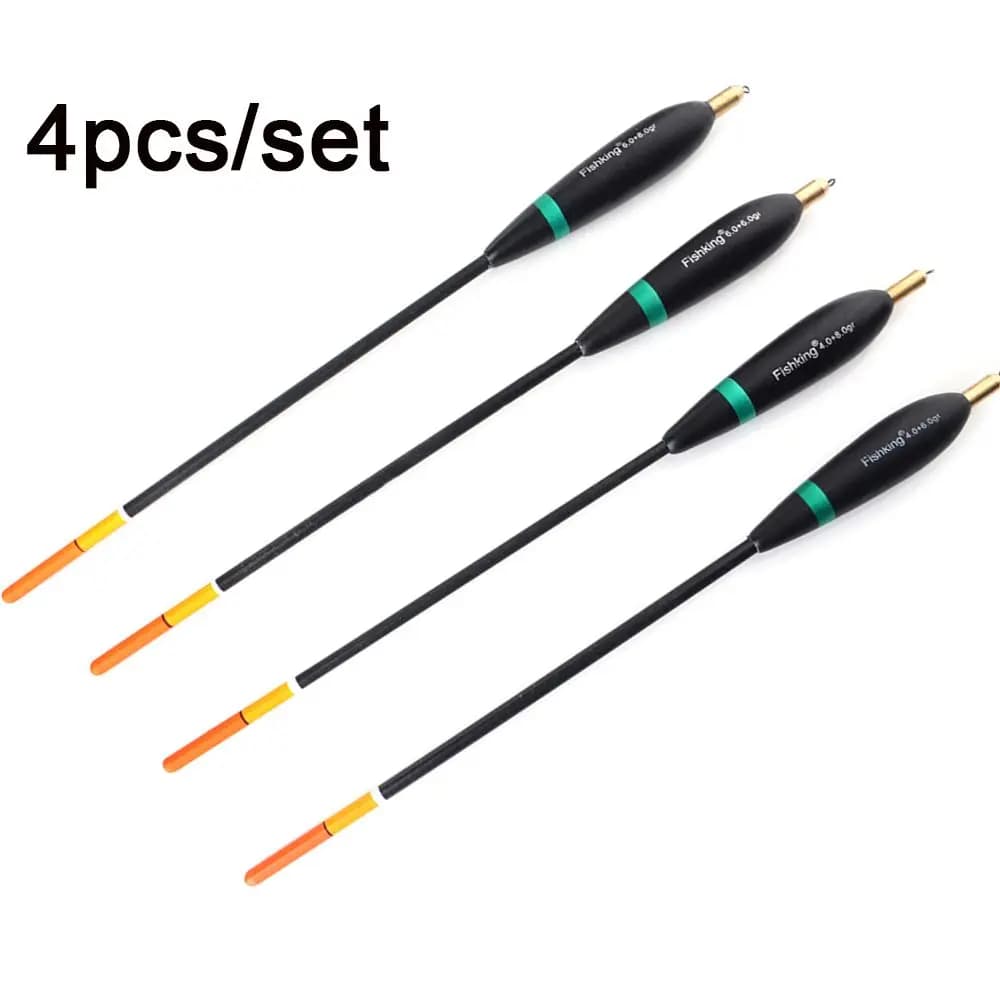 Lot de 4 flotteurs de pêche en bois de paulownia 8g-10g 24cm-26cm pour la carpe et