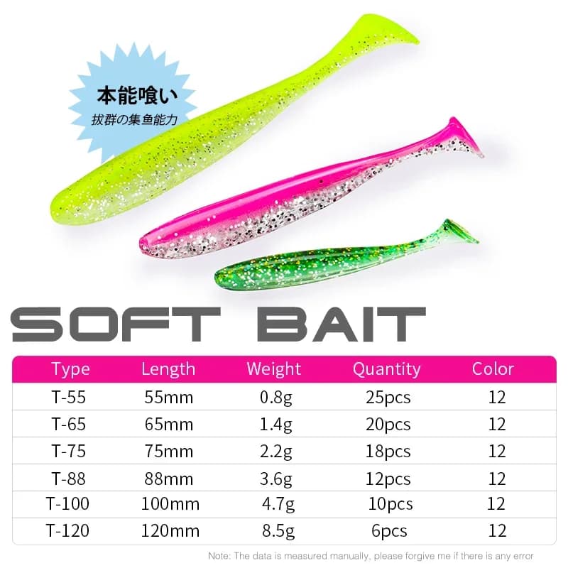 Leurre souple T Tail Worm TSURINOYA 100mm et 120mm, appât artificiel parfumé pour la pêche du bar