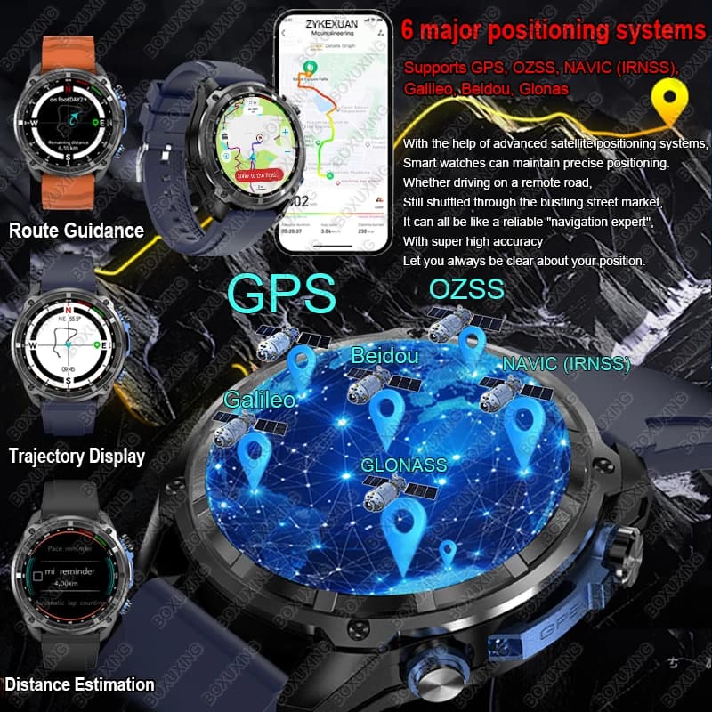 Montre connectée militaire T-Rex3 GPS carte boussole 4GB mémoire 1000mAh étanche 10ATM appel Bluetooth