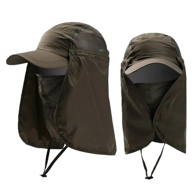 Chapeau de pêche anti-UV respirant imperméable pour homme et femme avec protection faciale intégrale