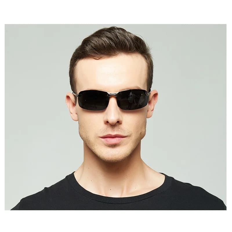 Lunettes de soleil métal polarisées demi-monture pêche rétro - Design luxe UV400 homme