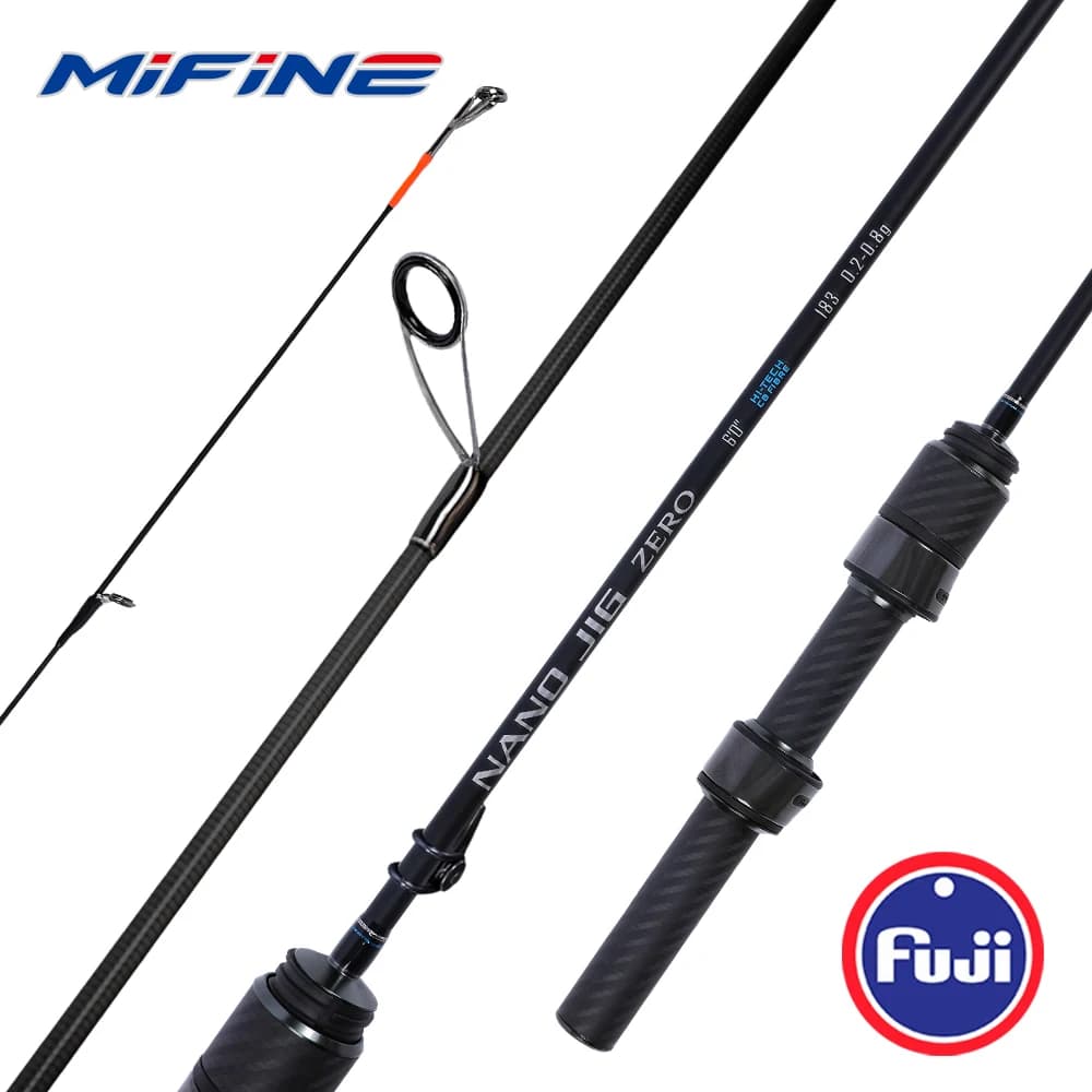 Canne spinning ultra légère MIFINE Nano Jig 0.2-0.8g 1.68/1.83m anneaux Fuji action MF truite black bass