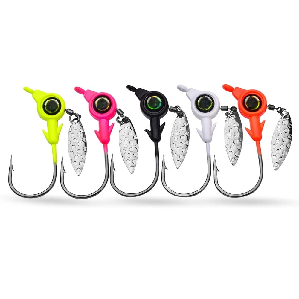 Jig head rotatif 3.5g-10g avec paillettes leurres métal cuillères vers souples pêche
