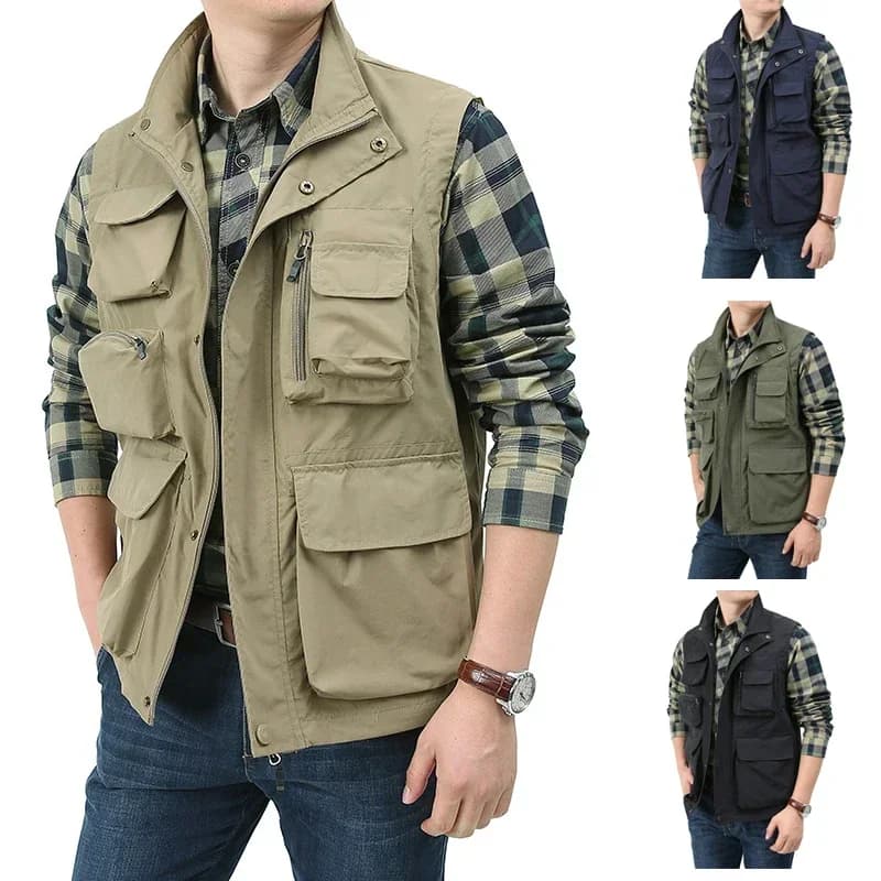 Veste de pêche homme imperméable séchage rapide multifonction pour sport et photographie extérieure