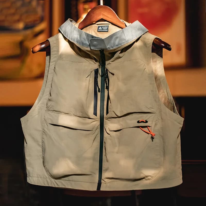 Veste de pêche sans manches Maden Outdoor Quick Dry - Multi-poches avec capuche pour camping et chasse