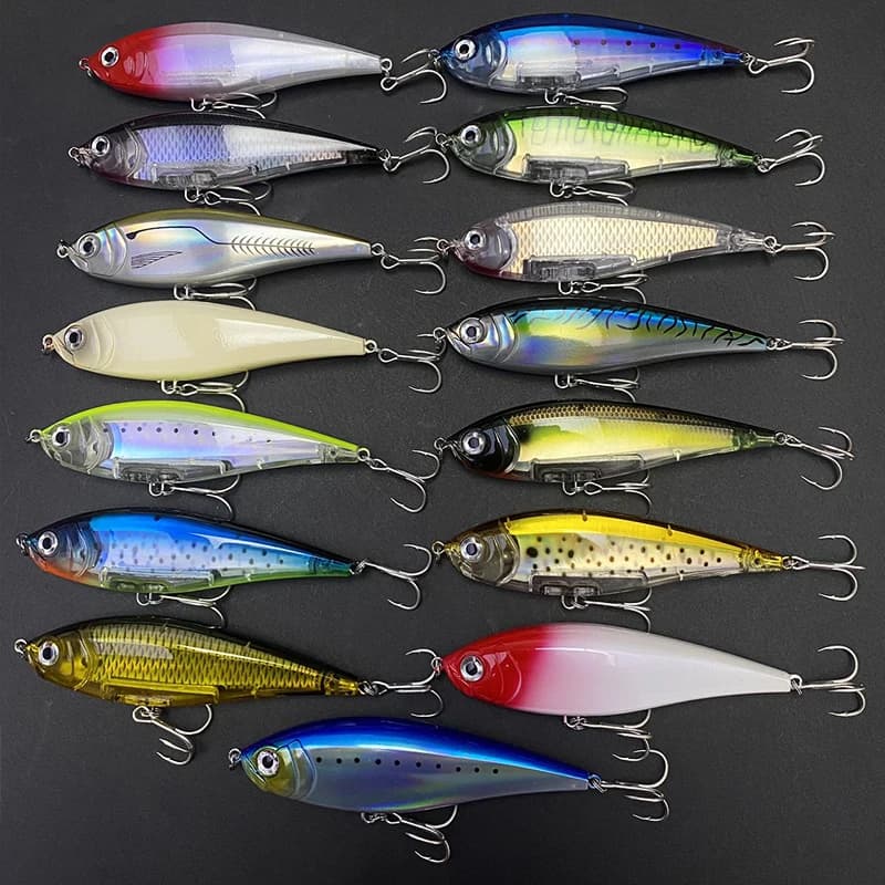 Leurre pencil 130mm 48g flottant pour truite de mer - Twitchbait 3D pêche au twitch saltwater