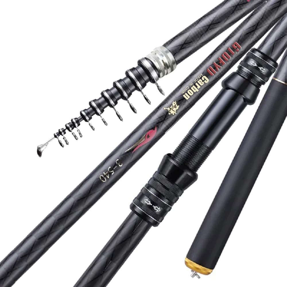 Canne télescopique carbone 2.7m à 7.2m ultra-légère pour rock fishing, pêche au leurre et carpe voyage