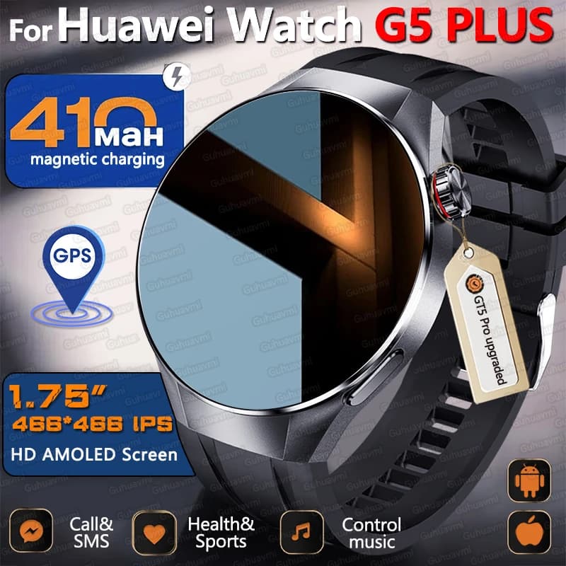 Smartwatch Originl G5 Plus 2025 : Écran AMOLED 1.75 pouces avec GPS, boussole et appels Bluetooth