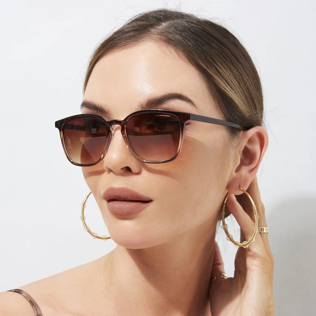 Lunettes de soleil petites carrées colorées Y2K - Style rétro hip hop UV400 unisexe pêche