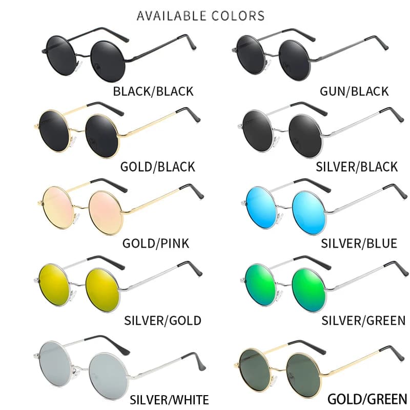 Lunettes de soleil polarisées RUOBO rétro pour pêche et conduite - Cadre métal rond unisexe UV400