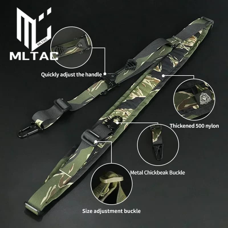 Sangle tactique modulaire 2 points pour fusil - Sangle ajustable pour M4, AK, AR15 et fusils de pêche