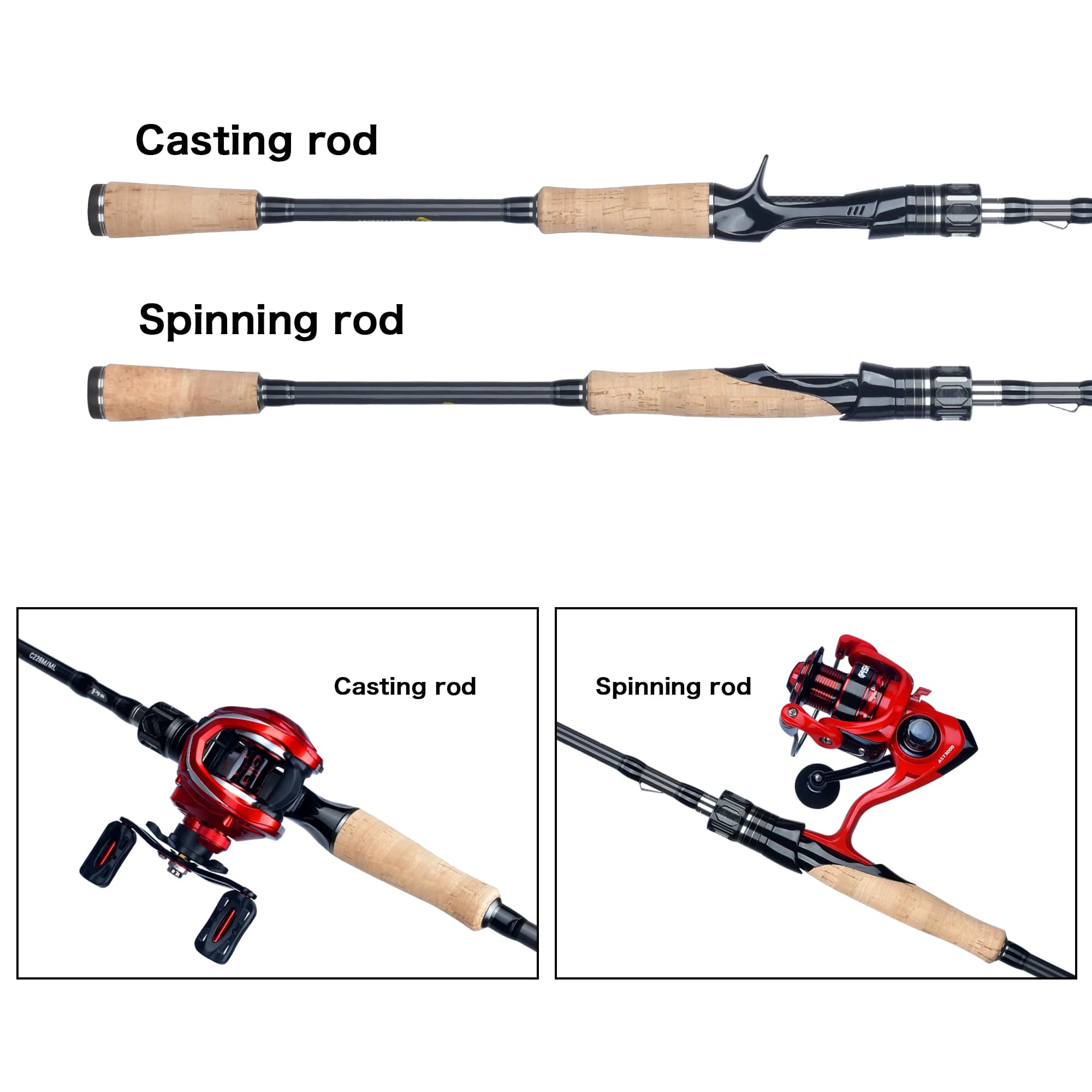 Canne spinning BIUTIFU Fuji T800 carbone 1.98-3.3m ML à H leurres 5-80g - canne casting rapide pêche