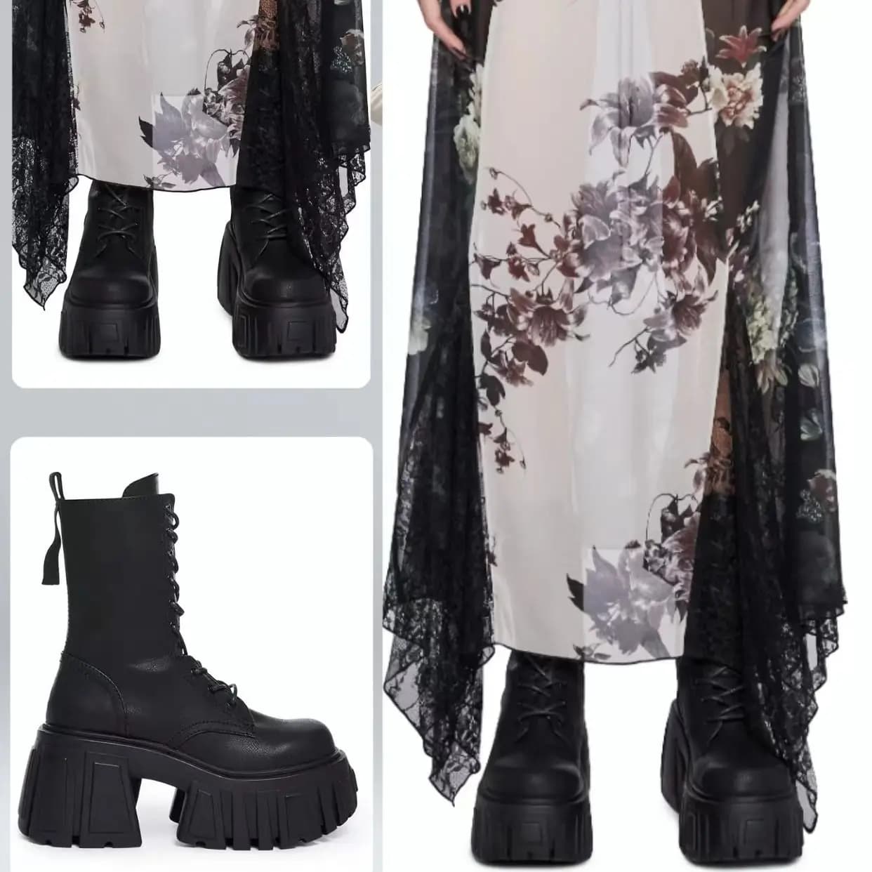 Bottes plateforme talon haut compensé femmes automne hiver cheville épaisse style comique pêche