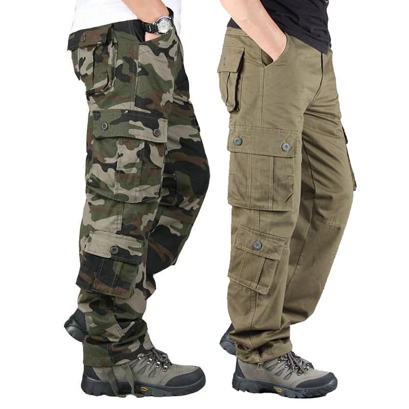 Pantalon cargo tactique travail homme - Randonnée chasse pêche - Coton lourd durable camouflage