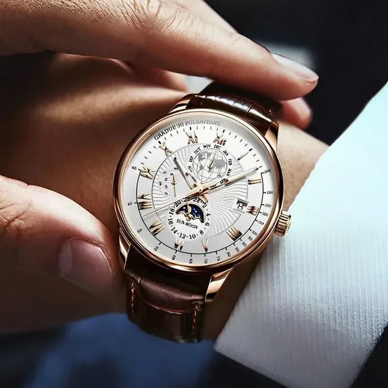 Montre sport homme luxe 2024 étanche lumineuse cuir quartz avec date - Montre bracelet homme mode