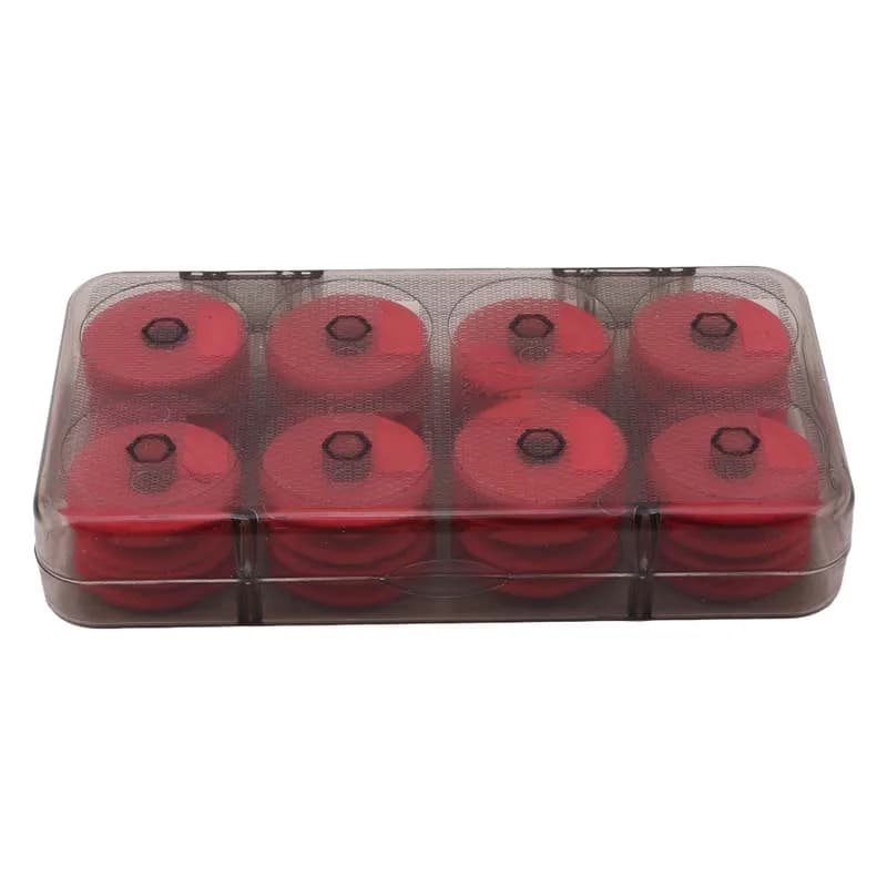 Boîte de rangement pour pêche avec bobines et dévidoirs pour lignes principales rouges et accessoires