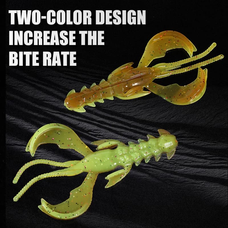 Leurres souples Supercontinent Crazy Lures 65mm et 40mm en forme de crevette et homard pour la pêche