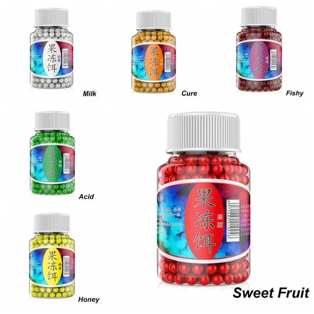 Appâts gel et perles aromatisées pour carpe - Boilies haricots et gelée en boîte de pêche