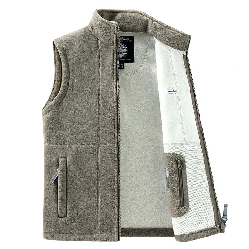 Veste polaire sans manches homme épaisse coupe-vent col montant pour pêche d'automne