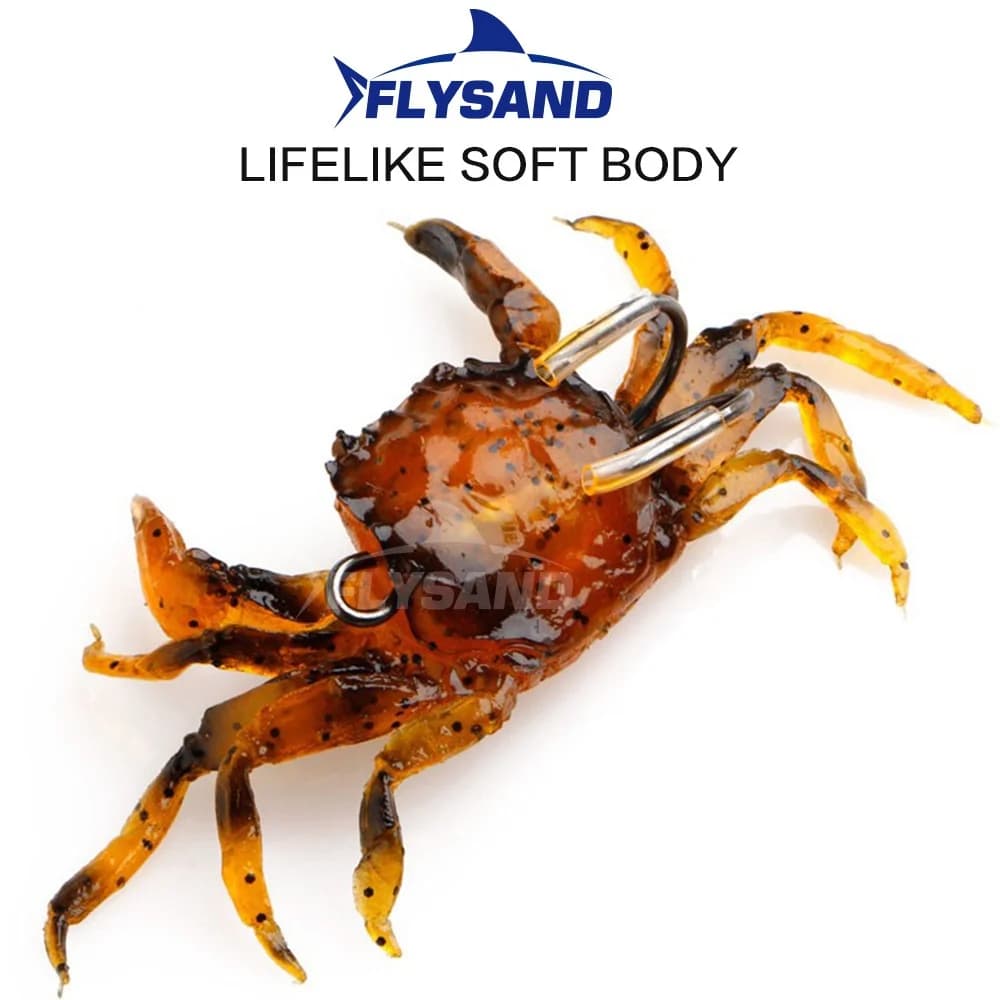 Leurre silicone crabe bionique FLYSAND - Appât souple réaliste avec hameçon intégré pour pêche eau douce