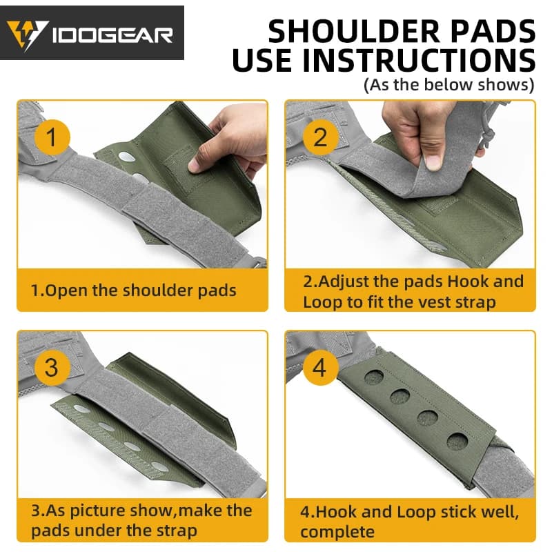 Protections d'épaule tactiques IDOGEAR rembourrées - Confort pour port longue durée équipement pêche