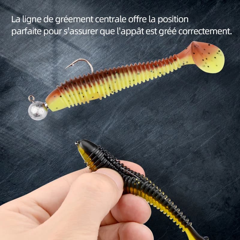 Leurres souples MEREDITH paddle tail 75mm 85mm 180mm - Appâts silicone swing impact pour perche brochet black bass
