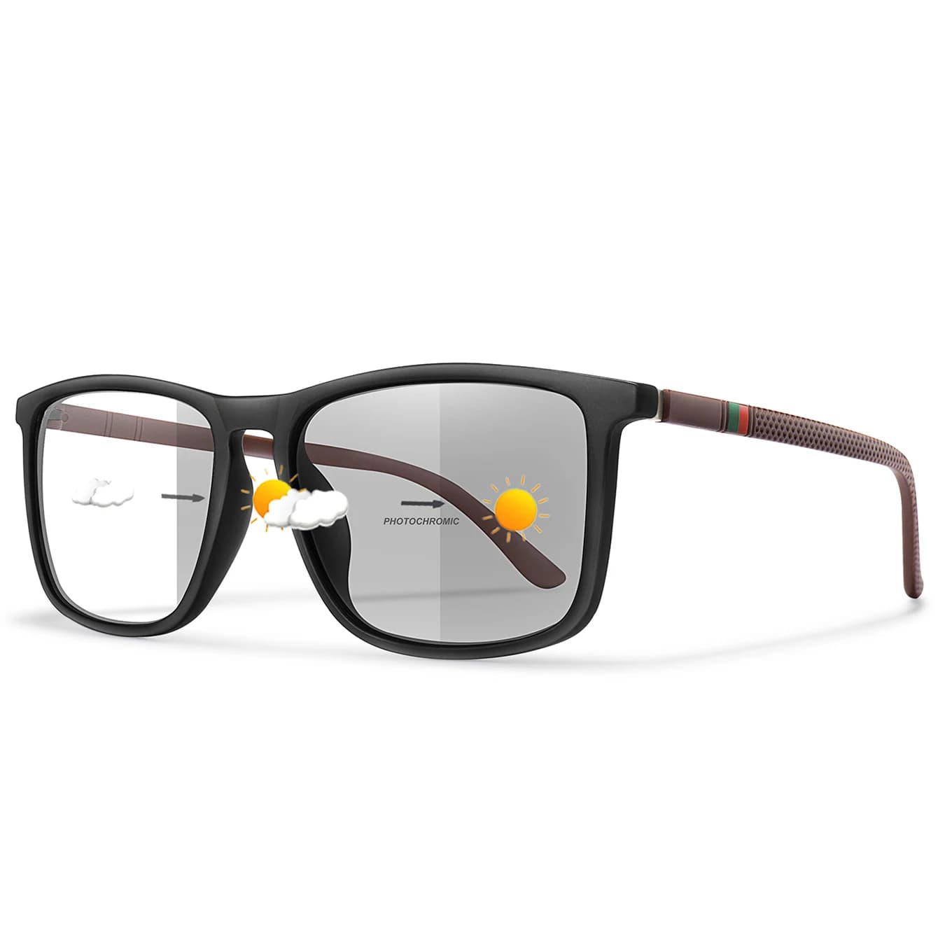 Lunettes de soleil photochromiques vintage carrées pour cyclisme pêche conduite - Protection UV400 luxe