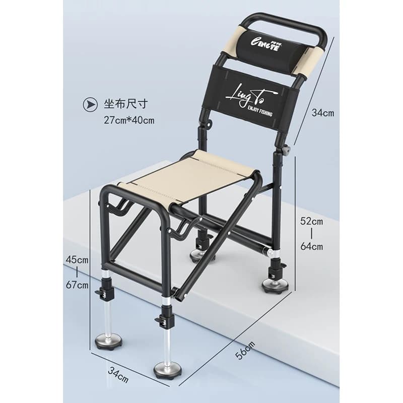 Chaise de pêche européenne pliable portable pour pêche en eau douce avec repose-pieds intégré