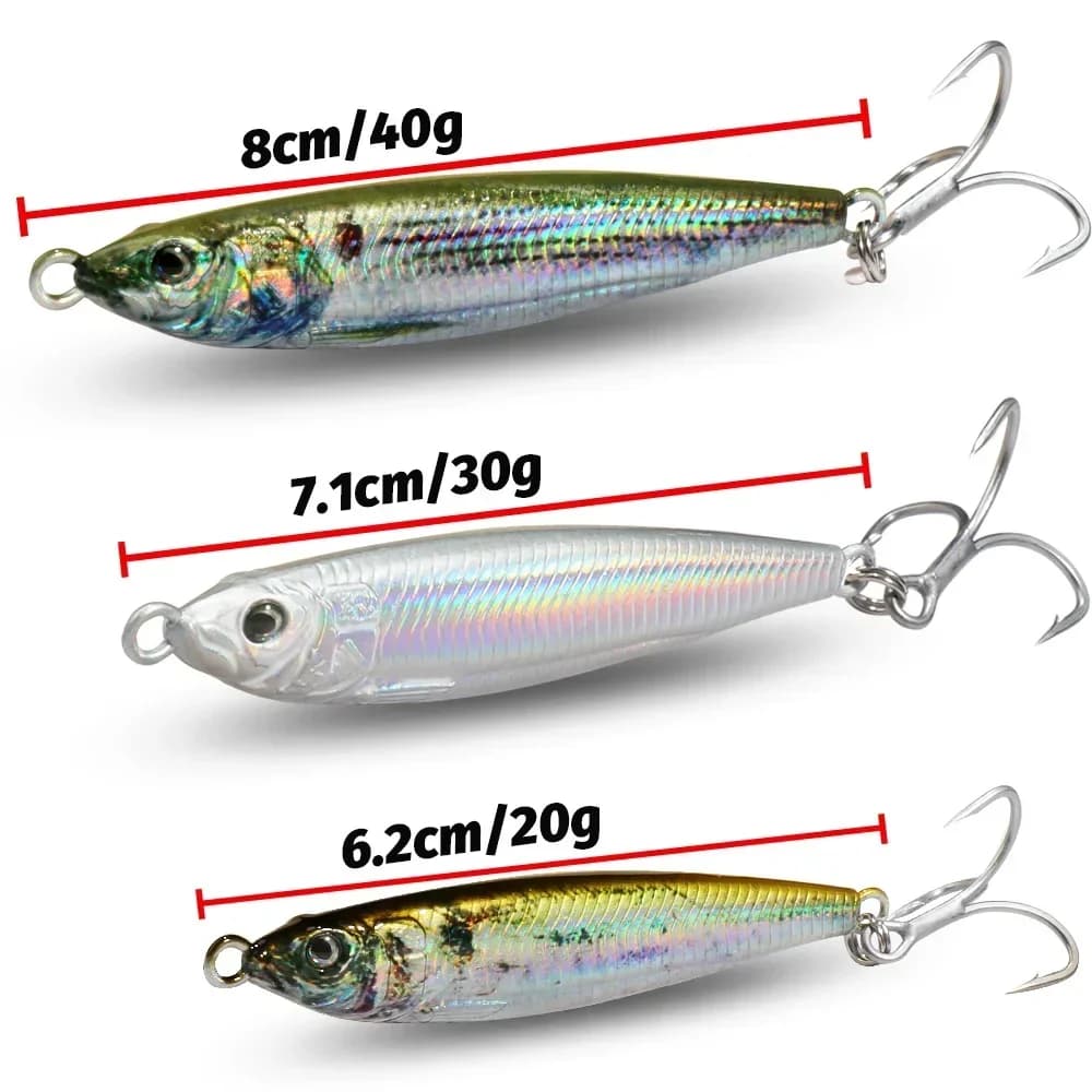 Leurre métal jig 20g 30g 40g avec yeux 3D laser pour pêche verticale, spinning et pêche au leurre