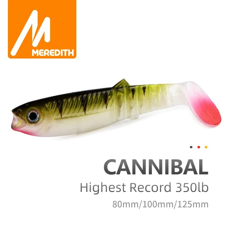 Leurres souples MEREDITH Cannibal Baits 80-125mm shad silicone - appâts artificiels pour bar