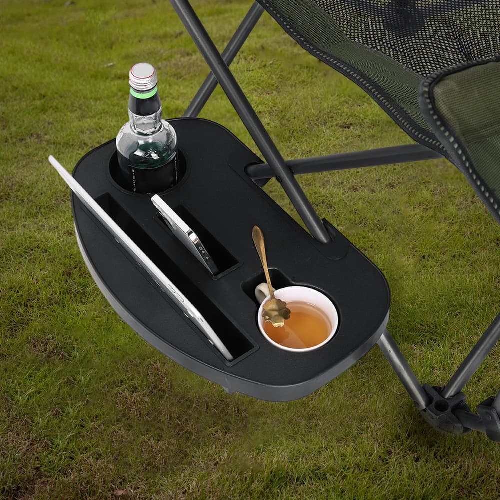 Tablette latérale clipable pour chaise pliante de pêche et camping avec porte-gobelet