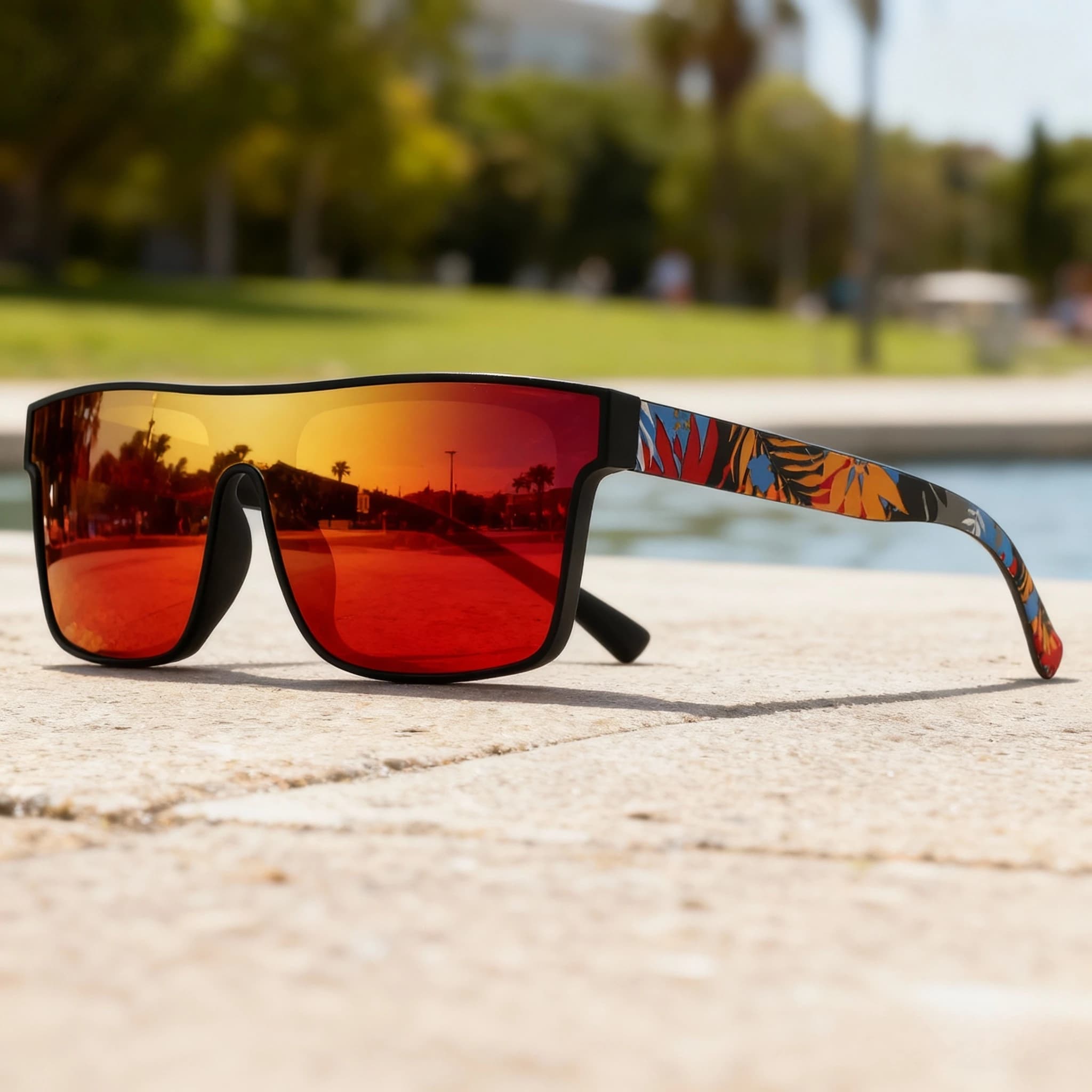 Lunettes de pêche carrées 2 pièces UV400 - Style classique pour pêche loisir et déplacements