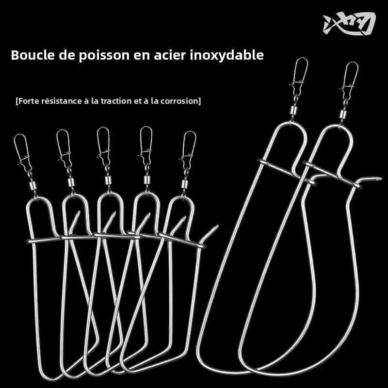 Attache poisson vivant inox - Fermoir pêche avec câble pour conserver vos prises - Accessoires pêche