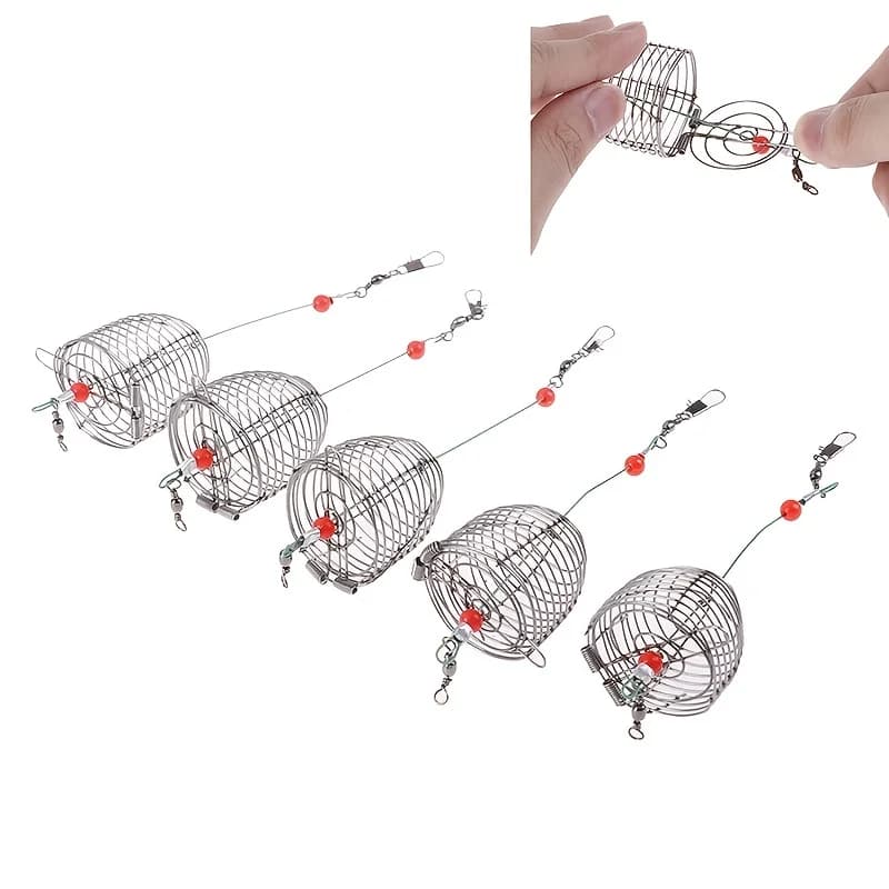 Cage à appâts en acier inoxydable 5 pièces pour amorçage et distribution précise des appâts en pêche