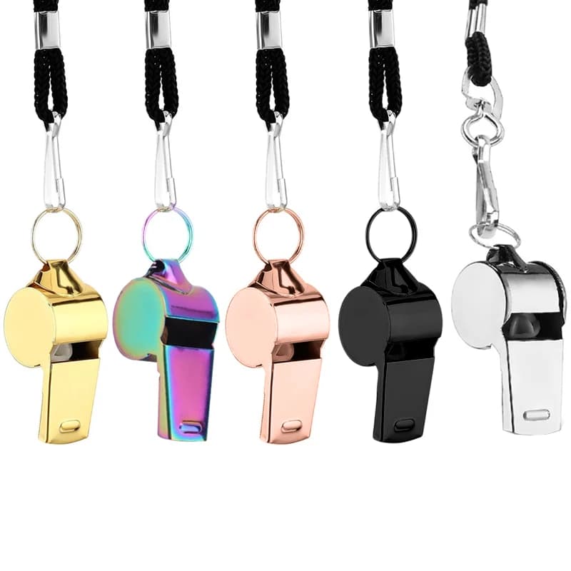 Sifflet survie acier inoxydable noir rose doré pendentif cou sport maître-nageur pêche