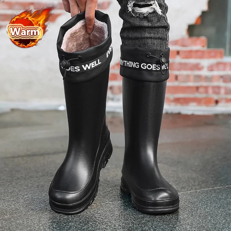 Bottes pêche homme épaisses antidérapantes imperméables grandes tailles 39-45 chaussures travail