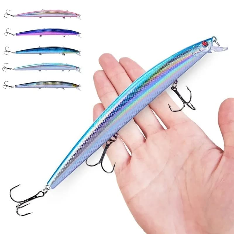 Leurre de pêche minnow 18cm 24g, leurre crankbait dur avec effet laser pour la pêche en mer