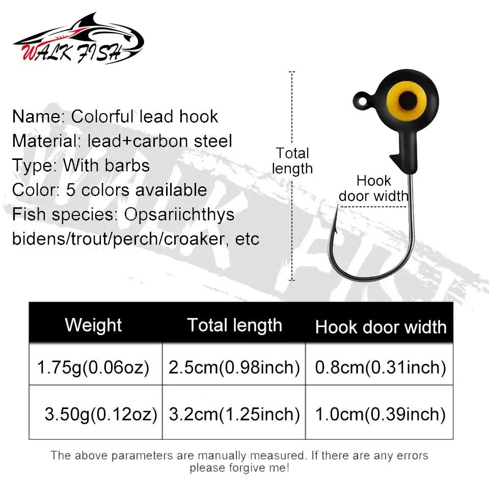 5 hameçons jig tête plomb WALK FISH 1.75g 3.5g pour vers souples pêche précise leurres durs et mous