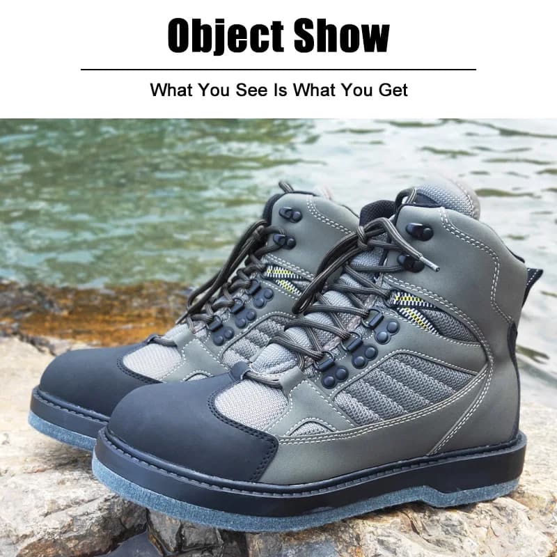 Chaussures de pêche wading semelle feutre ou caoutchouc pour pêche en rivière et rochers