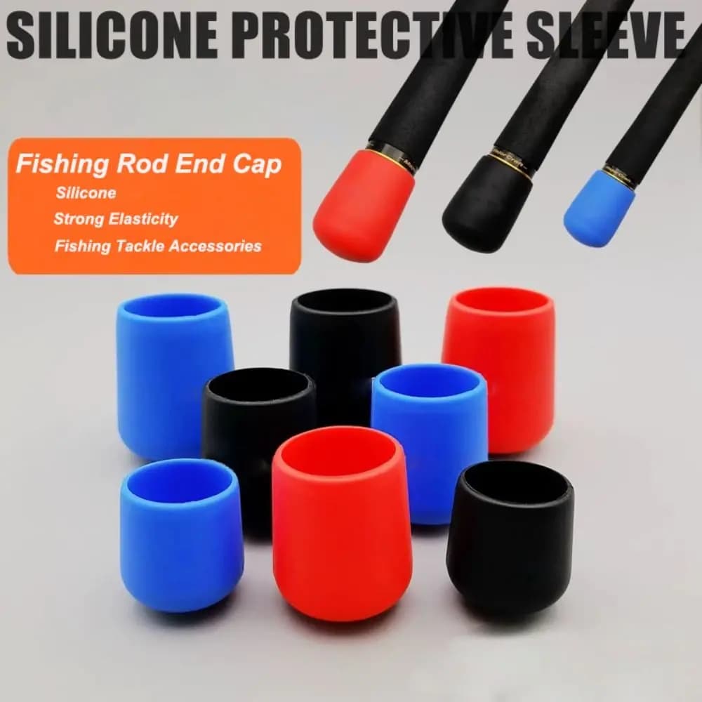 Bouchons silicone 4 pièces pour embout de canne à pêche - Protections élastiques accessoires pêche