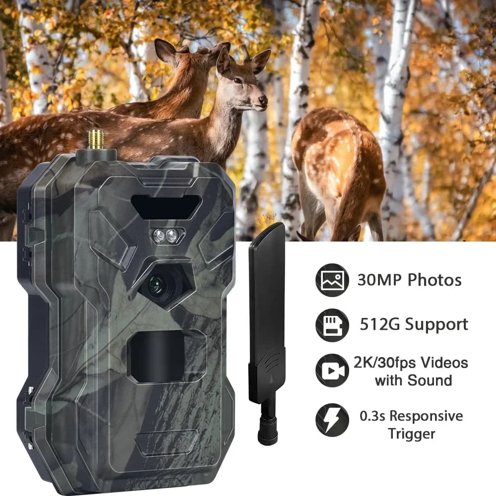 HC-880Pro caméra 4G trail 30MP 2K vision nocturne 120° champ vision monitoring faune chasse pêche