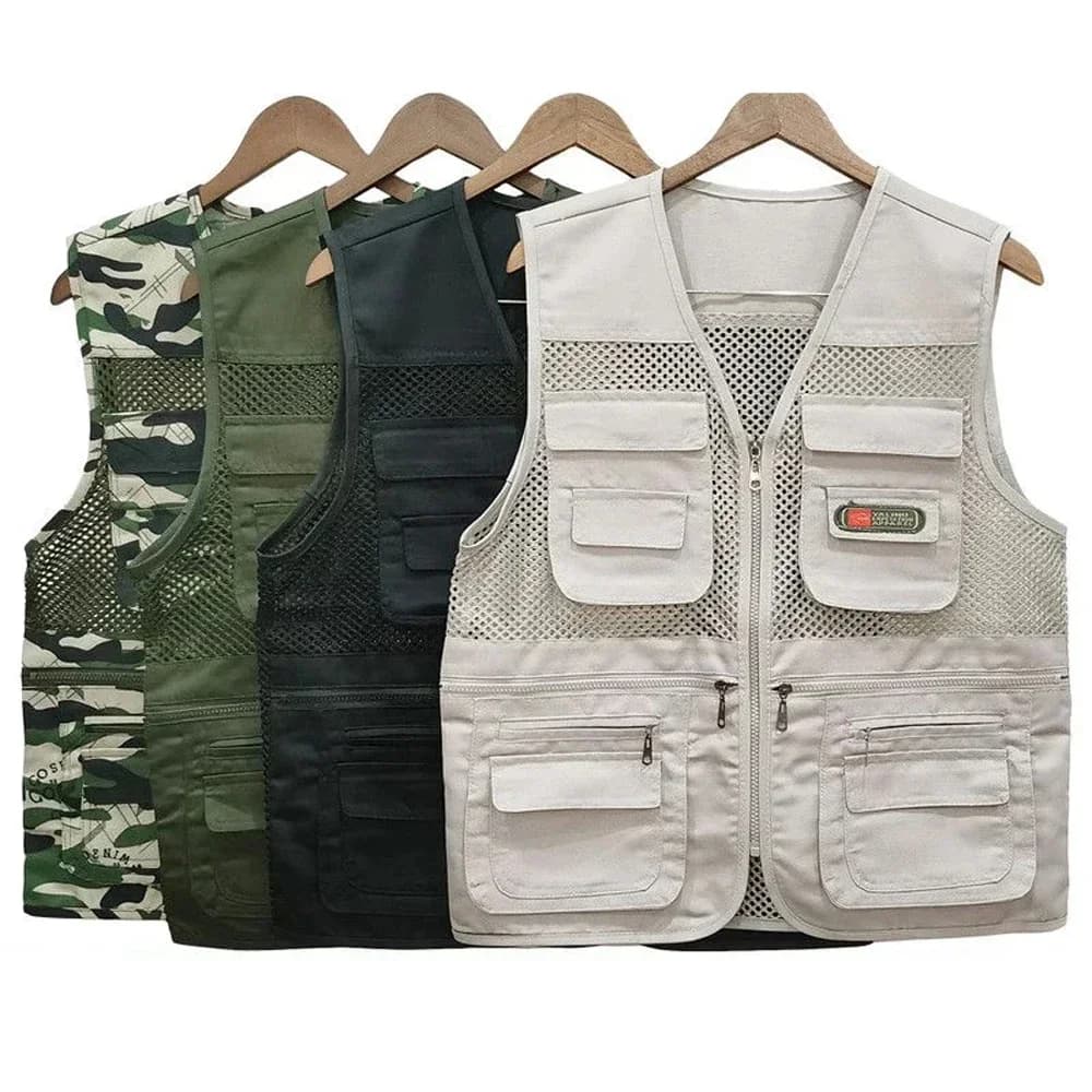 Veste de pêche respirante été multi-poches pour activités outdoor et photographie