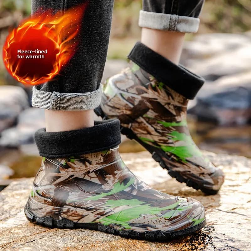 Bottes de pêche camouflage homme courtes imperméables vert militaire chaussures eau 36-48