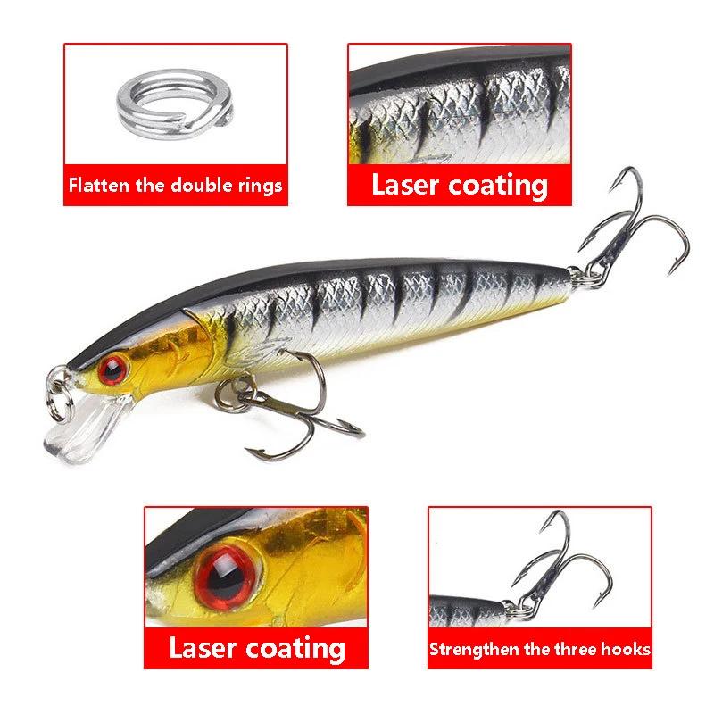 Kit leurres durs mini minnow flottants - Crankbaits wobblers pour pêche des carnassiers