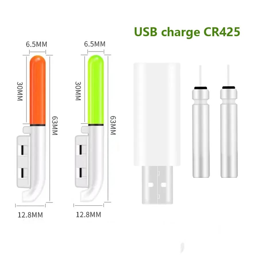 Lampe de canne à pêche électronique lumineuse CR425, flotteur LED amovible étanche avec batterie lithium 3.6V