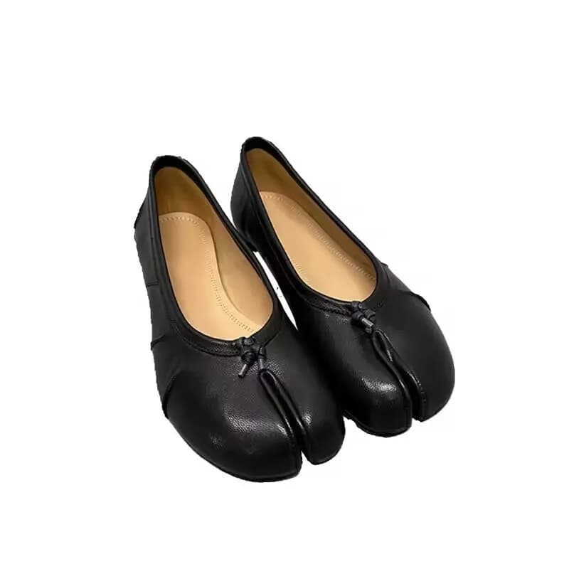 Chaussures tabi luxe cuir PU femme design divisé orteils mules plates pêche élégante