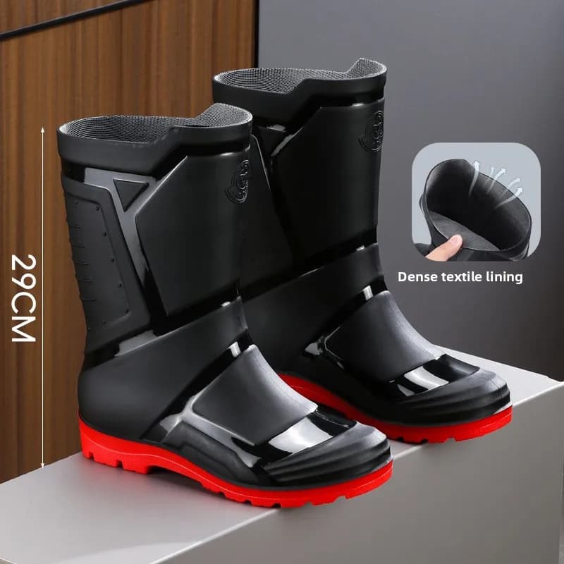 Bottes de pluie mi-mollet homme mode imperméables antidérapantes PVC épais pour pêche et loisirs extérieurs